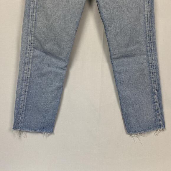 Levis Wedgie Straight Jeans Womens 29 Blue High Rise Button Fly Raw Hem 29x27 - Picture 2 of 14